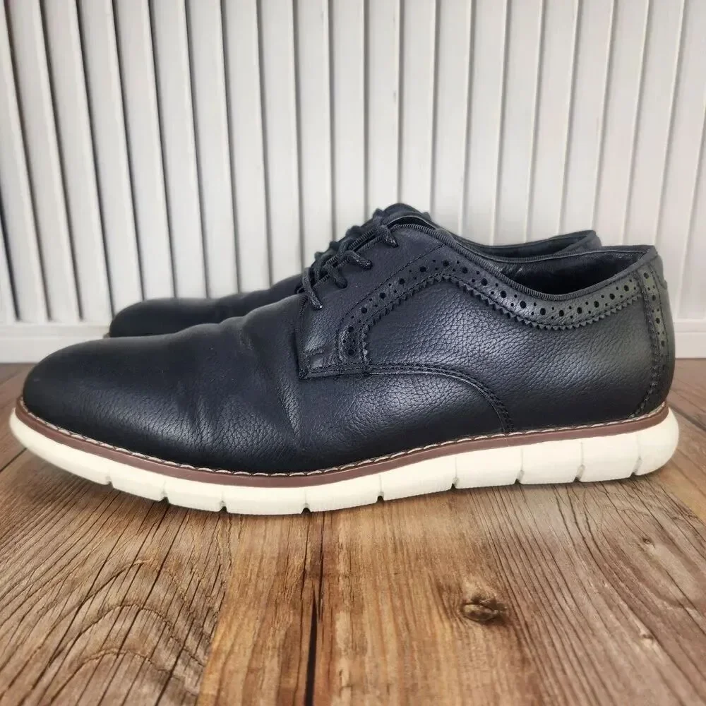 Curt & Larson Metro Mens Sz 10 3E Wide Black Leather Oxfords Dress Shoes 055195
